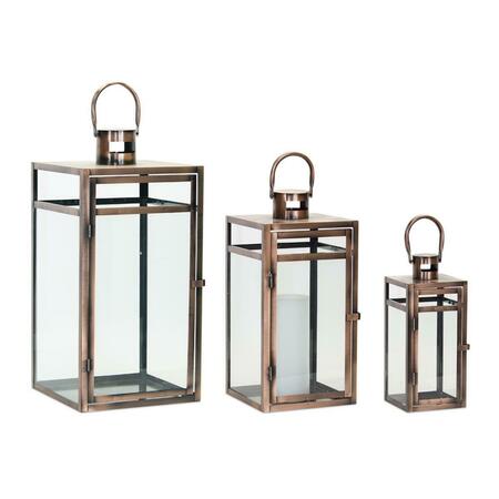 YHIOR DS 11.75 x 16 x 20.5 in. Metal & Glass Lantern - Set of 3 YH2615803